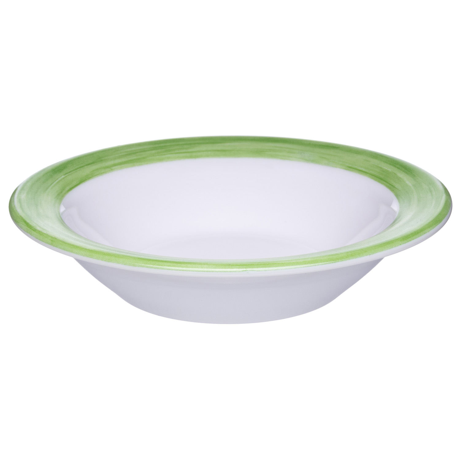 Блюдце d=120 мм. 110 мл. для десерта глубокое зеленый край  Браш /1/6/36/ АКЦИЯ