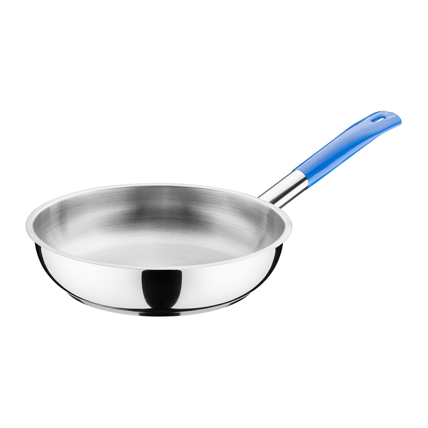 Сковорода d=24 см. h=5 см. 1,8 л. нерж. (индукция) синяя ручка винил. MGsteel /1/ АКЦИЯ