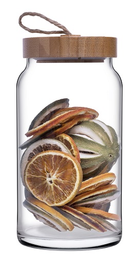 Банка для сыпучих прод. 1130 мл. с дерев. крышкой Вуди /1/6/288/