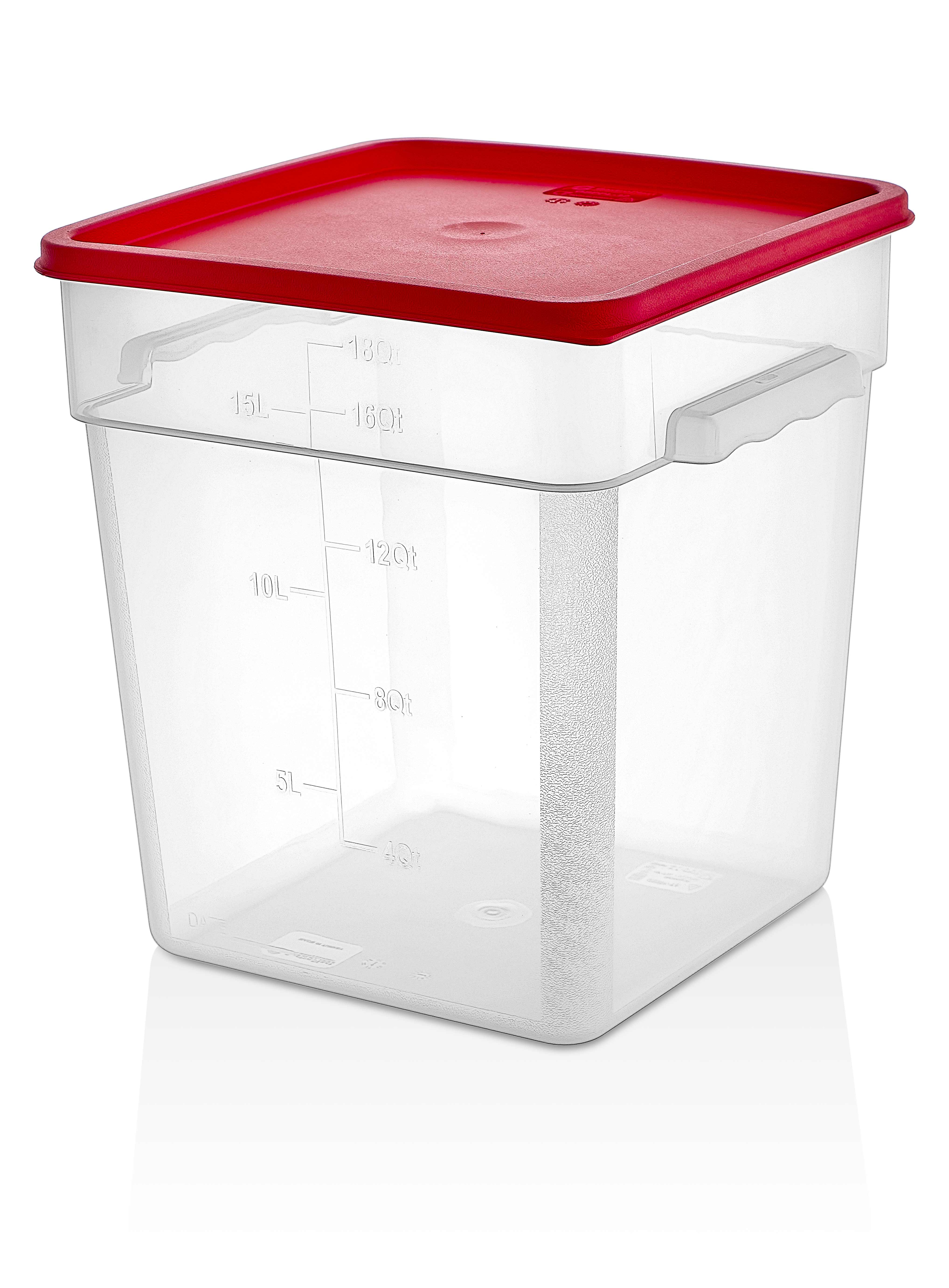 Контейнер для продуктов квадр. 17,2 л. 28*28*32 см. с мерн.шкалой, прозрач, п/п, б/кршки (кр. 76717,76715,76714,76716,76836)GP/1/12/