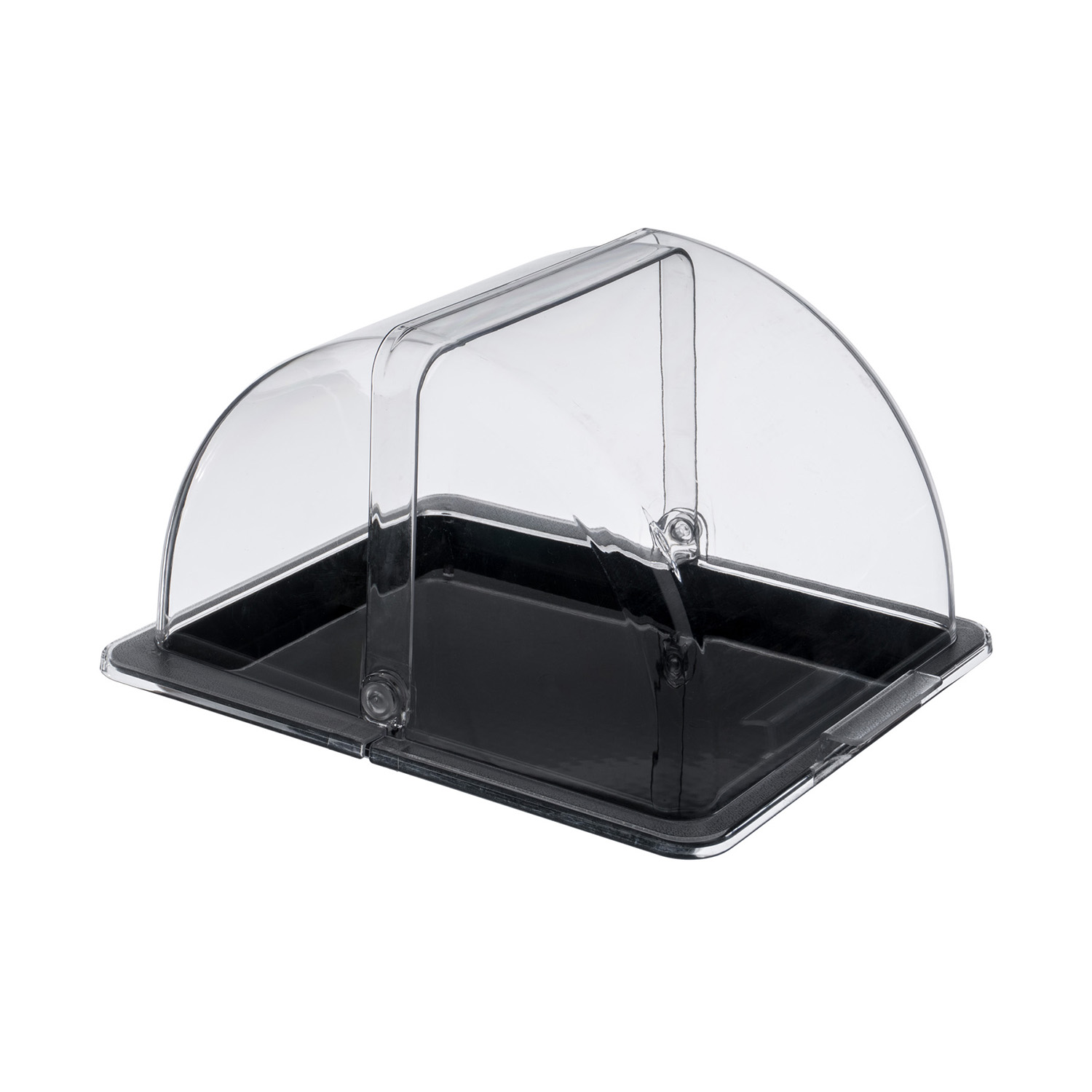 Поднос сервировочный GN 1/2 32,5*26,5 см. поликарбонат, черный, с крышкой Roll-Top GP /1/