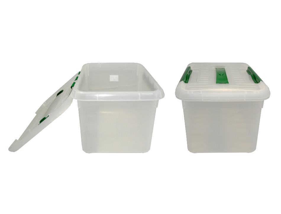 Контейнер для продуктов прямоуг.  8,0 л. 30*23*16,5 см. с ручкой, с зеленым зажимом MGprof /1/25/