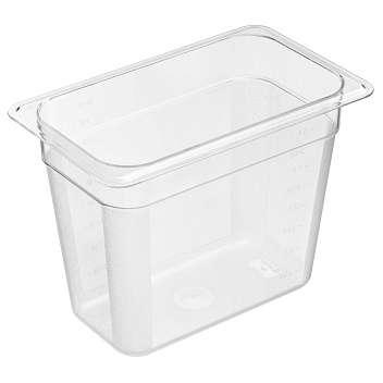 Гастроемкость 1/4 h=200 мм. 265*162 мм. 4,9 л. поликарб. прозрачная GP /1/