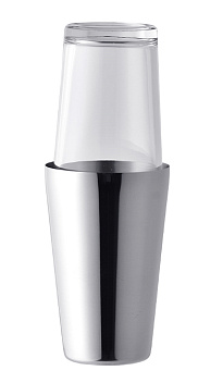 Шейкер 0,45/0,8 л. 28,7 см. нерж. Boston со стекл. стаканом MGsteel /1/20/