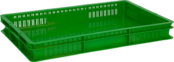 Ящик 600*400*75 мм. для хранения продуктов, прямой перфорир. сплошное дно, зеленый /1/