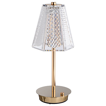 Лампа настольная d=15 см. h=32 см. 3 цвета, сенсорная регулировка яркости, нерж., золотая LED CRYSTAL II MGline /1/20/