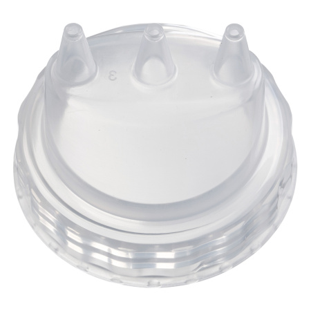 Емкость для соуса 1000 мл. d=75 мм. h=290 мм. c 2 крышками 3 носика, широкая прозрачная, крышки прозрачные GP /1/96/