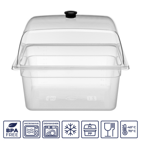 Гастроемкость 1/2 h=150 мм. 325*265 мм. 8 л. п/п прозрачная GP /1/12/