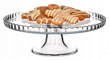 Подставка для торта d=28 см. h=9 см. на ножке бортик вверх стекло Патисери (1022686) /1/4/96/