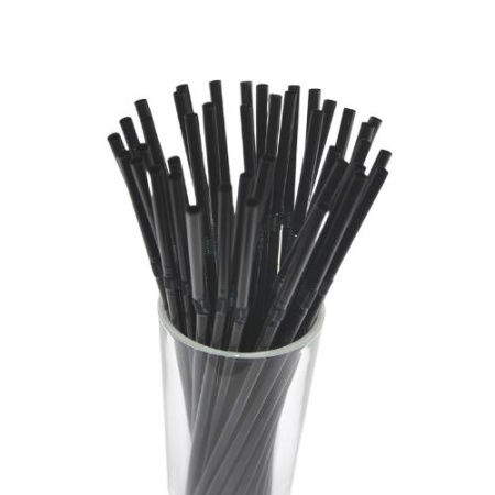 Трубочки кокт. 0,5*21 см. 1000 шт/уп. гофрир. черные в ПВХ коробе /1/8/ АКЦИЯ