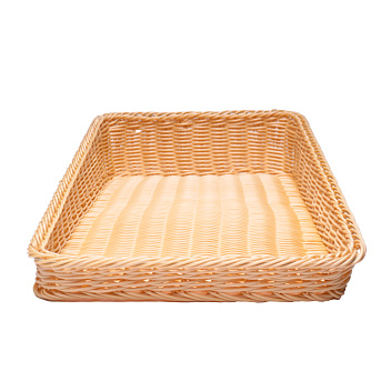 Корзина для хлеба прямоуг. 45*30 см. h=4/10 см. с приподнятым краем бежевая полиротанг MGprof /1/25/ АКЦИЯ