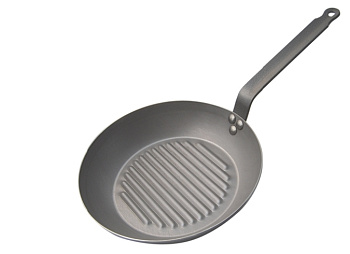 Сковорода-гриль d=30 см. h=4,8 см. 2,3 л. белая сталь (индукция) Carbone Steel Plus De Buyer /1/3/