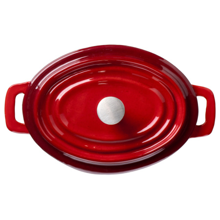 Кастрюля для запекания и подачи 250 мл. 125*90 мм. h=70 мм. с крышкой, красная, чугун /1/