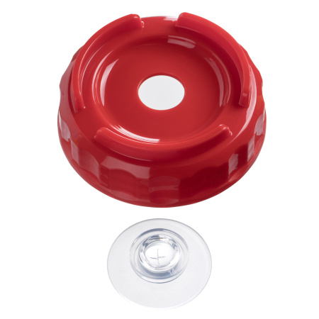 Емкость для соуса  500 мл. d=70 мм. h=166 мм. с 2 крышками, с силик. носик. широкая прозрачная, крышки красные GP /1/96/ ВДОХНОВЕНИЕ