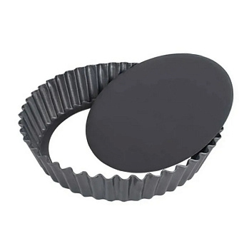 Форма для выпечки d=10 см. h=2 см. рифленая съемное дно, сталь с антиприг. покр. MGsteel /1/ Форма для выпечки d=10 см. h=2 см. рифленая съемное дно, сталь с антиприг. покр. MGsteel /1/