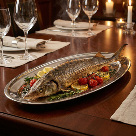 Блюдо овальное нерж. 60*24 см. для рыбы MGsteel /1/10/