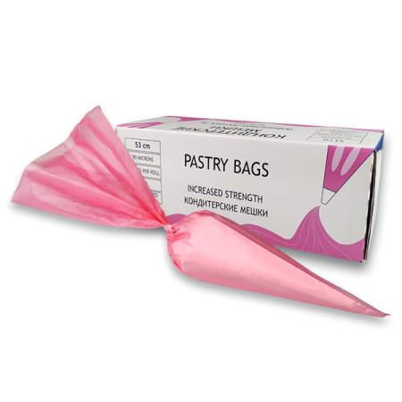 Мешок кондитерский однораз. 53*26 см. 90 мкр 100 шт/уп., розовый п/эт. /1/