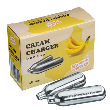 Баллончики для сифона для взбивания сливок (N2O) 10 шт/уп. вкус банана MasterWhip /1/36/ АКЦИЯ