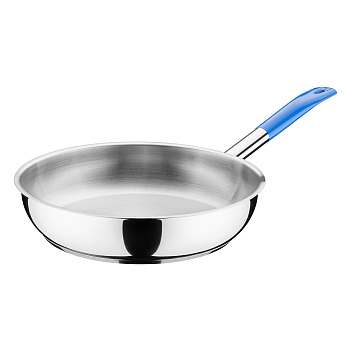 Сковорода d=28 см. h=6 см. 3,0 л. нерж. (индукция) синяя ручка винил. MGsteel /1/