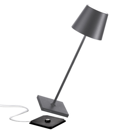 Лампа настольная d=16,5 см. h=49,7 см. 3 цвета, сенсорная регулировка яркости литой алюм., серая, LED Полдина Zafferano /1/