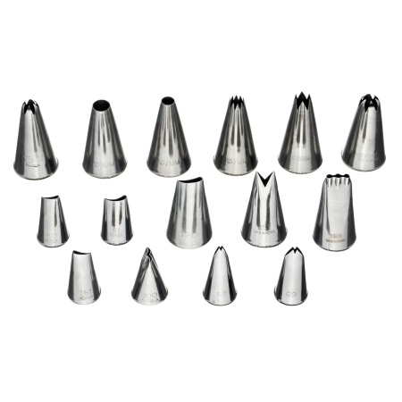 Набор кондитерских насадок 15 шт нерж. для кремовых роз и пионов /1/