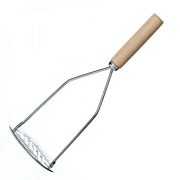 Картофелемялка 255 мм. 100*72 мм. нерж. с дерев. ручкой /1/100/