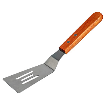 Лопатка 24,5 см. изогнутая раб.часть 13*5,5 см. нерж., с дерев. ручкой, перфор. MGsteel /1/120/ АКЦИЯ