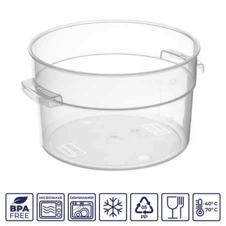 Контейнер для продуктов круглый  2,1 л. d=18 см. h=11 см., с мерной шкалой, прозрачный, п/п, без крышки (крышка 76733,76732,76731,76730) GP /1/12/