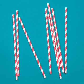 Трубочки кокт. 0,6*23 см. 25 шт/уп. бумажные, с изгибом, белые с красной полосой /1/40/ АКЦИЯ
