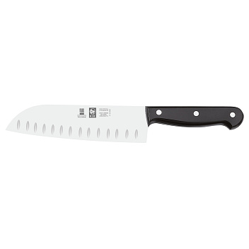 Нож японский Santoku 180/300 мм. с бороздками, черный TECHNIC Icel /1/6/