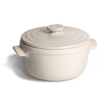 Кастрюля 0,6 л. керам. d=13,5 см. h=10 см. с крышкой бежевая Emile Henry /1/2/