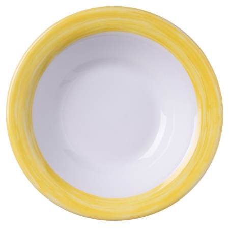 Блюдце d=120 мм. 110 мл. для десерта глубокое желтый край  Браш /1/6/36/ АКЦИЯ