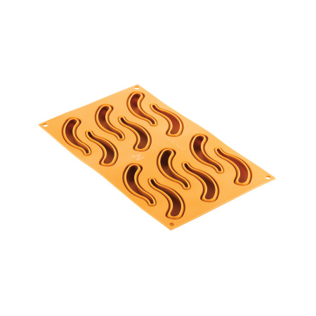 Форма для декора блюд 12 ячеек 13 мл. 91*31 мм. h=16 мм.  Перчик силикон Silikomart /1/10/