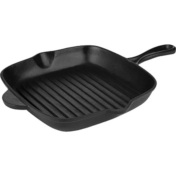 Сковорода-гриль 27,5*27,5 см. h=2,5 см. 2,5 л. черная, чугун. (индукция) /1/