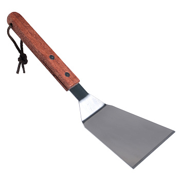 Лопатка 25,5 см. изогнутая раб. часть 9,5*8,5 см. нерж. с дерев. ручкой /1/