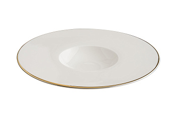 Тарелка для пасты d=300 мм. 220 мл. Золотая линия, форма Нит, тонкий край Bonna /1/6/ ТП