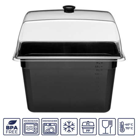 Гастроемкость 1/3 h=200 мм. 325*176 мм. 6,5 л. п/п черная GP /1/18/