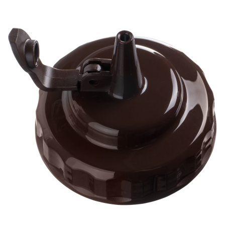 Емкость для соуса  500 мл. d=70 мм. h=200 мм. с 2 крышками, широкая прозрачная, крышки коричневые GP /1/96/