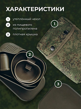 Набор посуды 6 предметов походный в чехле зеленом MG /1/ Набор посуды 6 предметов походный в чехле зеленом MG /1/