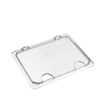 Крышка для гастроем. 1/2 поликарб.прозрач. (-40/+99С) откидная с отверстием для ложки слева (гастроемкость..) GP /1/12/