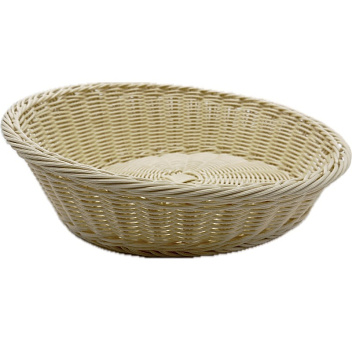 Корзина для хлеба круглая d=37 см. h=6/12 см. с приподнятым краем бежевая полиротанг MGprof /1/