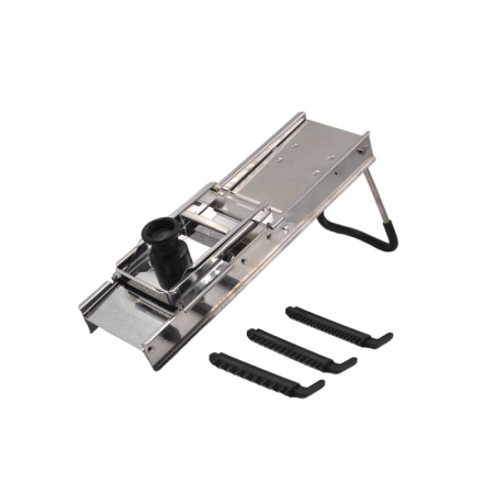 Мандолина (овощерезка) 40*12 см. с 3-мя насадками и толкателем, нерж и пластик MGsteel /1/6/ Мандолина (овощерезка) 40*12 см. с 3-мя насадками и толкателем, нерж и пластик MGsteel /1/6/