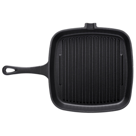 Сковорода-гриль 24*24 см. h=3 см. 1 л. черная, чугун /1/