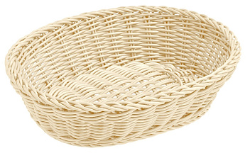 Корзина для хлеба овальная 25*16*6 см. бежевая полиротанг MGprof /1/ Корзина для хлеба овальная 25*16*6 см. бежевая полиротанг MGprof /1/