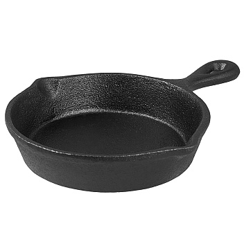 Сковорода порц. d=12 см. h=3,2 см. 0,3 л. чугун. с лит. ручкой /1/