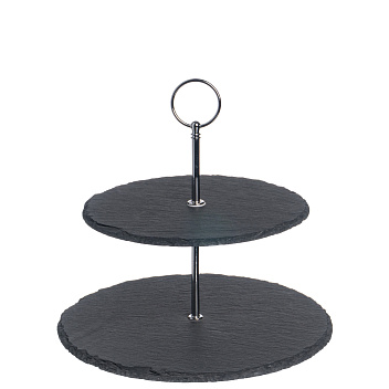 Этажерка 2-х ярусная d=20/25 см. h=23 см. черная, сланец MGprof /1/12/